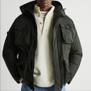 NWT men’s Zara puffer parka with pockets green men’s coat jacket